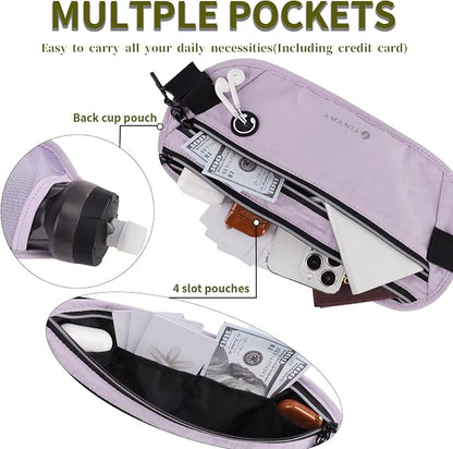 Slim Running Belt for Women Men Runners Fanny Packs With Phone Holder Hidden Pockets Exercise Waist Bag for Marathon Workout