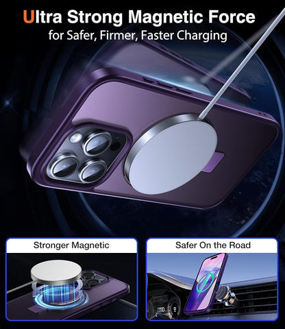 Chicfun 3-in-1 [Magnetic+Kickstand+Ring Holder] for iPhone 16 Pro Max Case Stand Ring Holder Compatible with MagSafe, Military Shockproof iPhone 16 Pro Max Phone Case Kickstand Cover Purple