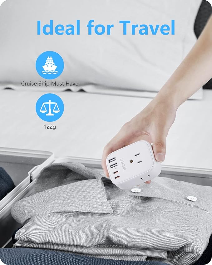 LENCENT US to UK Ireland Travel Plug Adapter, Grounded Type G Adapter | Travel with 4 Outlets 4 USB Ports(2 USB C), Power Plug for USA to Dubai Scotland British London England Hong Kong Singapore