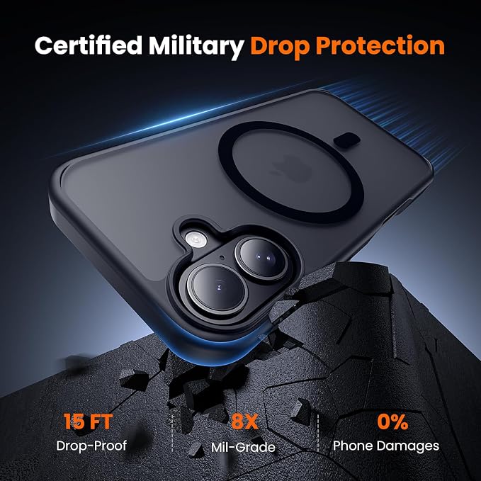 3 in 1 for iPhone 17 Case Matte Black,Fits MagSafe, Screen Protector*1 Camera Lens Protector*1,Matte Skin Feeling Back, Cover Military-Grade Protection