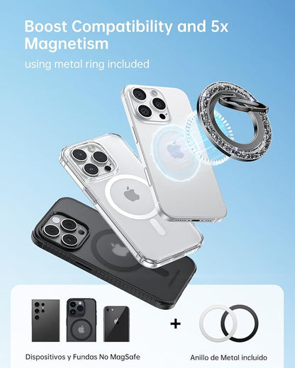 SYNCWIRE Magnetic Phone Ring Holder for MagSafe - Glitter Phone Grip Stand with 360° Rotation Finger Ring Kickstand Blingbling Compatible with iPhone 17 16 15 14 13 12 Pro Max MagSafe Accessories
