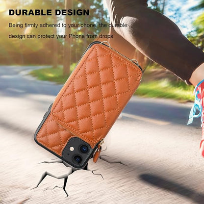 Bocasal Crossbody Wallet Case for iPhone 11, RFID Blocking PU Leather Zipper Handbag Purse Flip Cover, Kickstand Folio Case with Card Slots Holder Wrist Strap Lanyard 6.1 Inch (Brown)