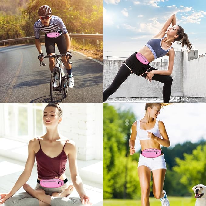 Running belt for Women &Men,Adjustable Exercise Waist Pack Reflective Running Belt for Sports Workout Cycling Hiking, Casual Hands-Free Wallets Phone Bag Fits All Phones(pink)