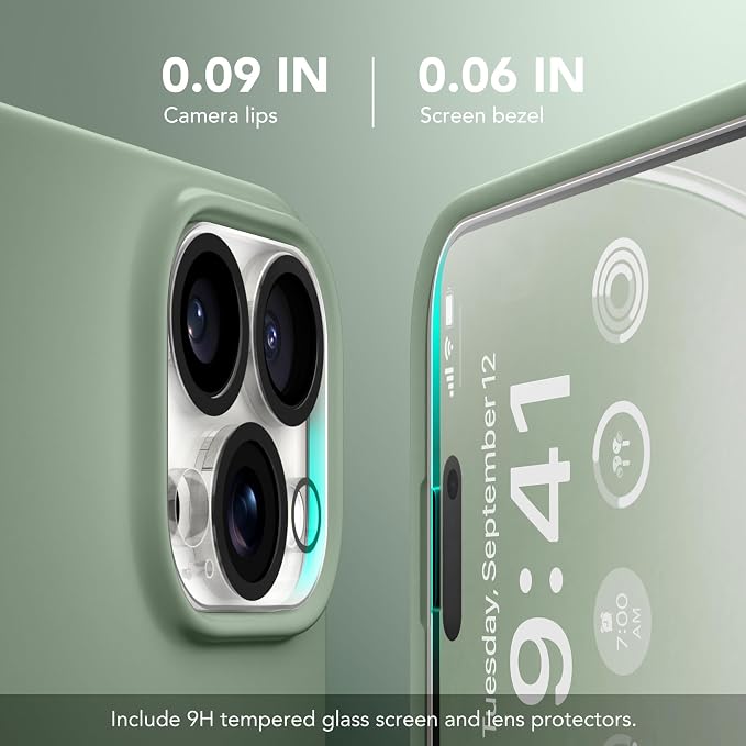 GONEZ Magnetic for iPhone 16 Pro Case, Compatible with MagSafe, [Screen Protector + Camera Lens Protector], Silicone Shockproof Anti-Scratch Protective Phone Case 6.3 inch, Light Green