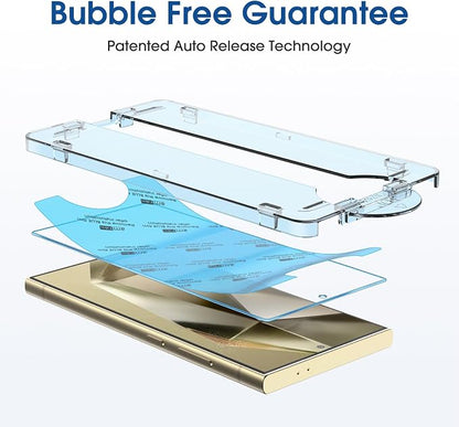 amFilm Auto-alignment OneTouch for Samsung Galaxy Screen Protector + Camera Lens Protector, Tempered Glass, 30 seconds Installation, Bubble Free, Case Friendly, Anti-Scratch [2+2 Pack] (S24U-6.8")