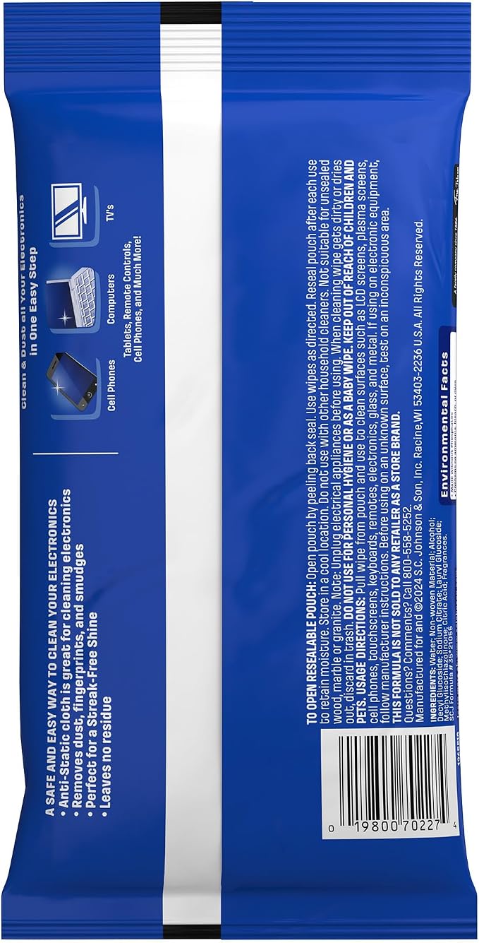 Windex Electronic Cleaning Wipes, Pre-Moistened Screen Wipes for TVs, Phones, and Other Electronics, Resealable for a Freshness Lock, 25 Count (Pack of 3)