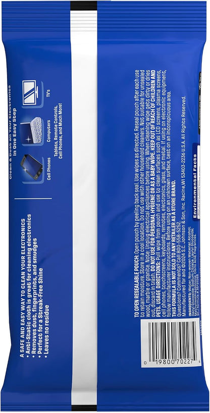 Windex Electronic Cleaning Wipes, Pre-Moistened Screen Wipes for TVs, Phones, and Other Electronics, Resealable for a Freshness Lock, 25 Count (Pack of 3)