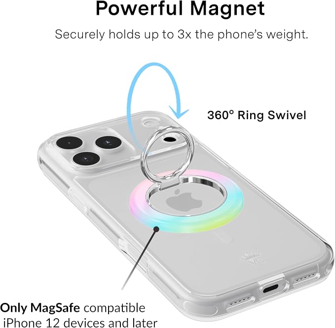 VELVET CAVIAR Compatible with MagSafe Phone Grip 2.0 | Cute Magnetic Ring Holder | Finger Loop Kickstand | Pop On Accessory for iPhone 17, 16, 15, 14, 13, 12 | White Opal