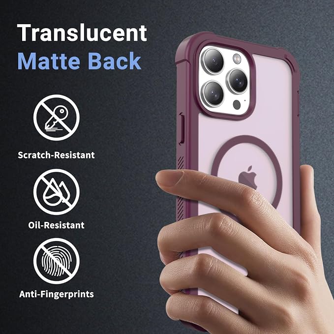 jaroco Magnetic for iPhone 13 Pro Max Case, [Compatible with MagSafe][Military Grade Drop Protection][Heavy Duty Protection][Non-Slip][Shockproof] 2-Layer Durable Bumper Phone Case 6.7''-Wine Red