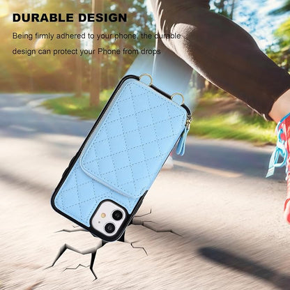 Bocasal Crossbody Wallet Case for iPhone 11, RFID Blocking PU Leather Zipper Handbag Purse Flip Cover, Kickstand Folio Case with Card Slots Holder Wrist Strap Lanyard 6.1 Inch (Blue)