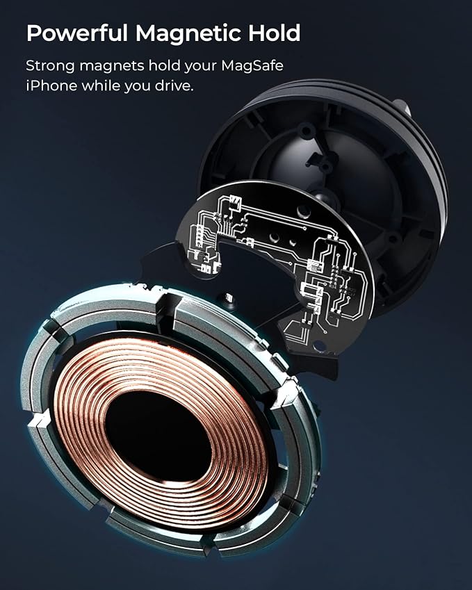 iOttie Velox Mini MagSafe Compatible Air Vent Car Mount in Midnight Blue with Wireless Charging. Compatible with MagSafe iPhones Including iPhone 12/13/14/15/16/17 Series (Car Charger Not Included)