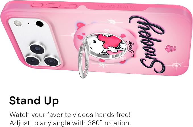 VELVET CAVIAR Compatible with MagSafe Phone Grip 2.0 | Cute Magnetic Ring Holder | Finger Loop Kickstand | Pop On Accessory for iPhone 17, 16, 15, 14, 13, 12 | Snoopy Be Mine