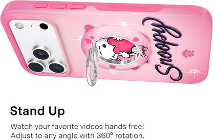 VELVET CAVIAR Compatible with MagSafe Phone Grip 2.0 | Cute Magnetic Ring Holder | Finger Loop Kickstand | Pop On Accessory for iPhone 17, 16, 15, 14, 13, 12 | Snoopy Be Mine