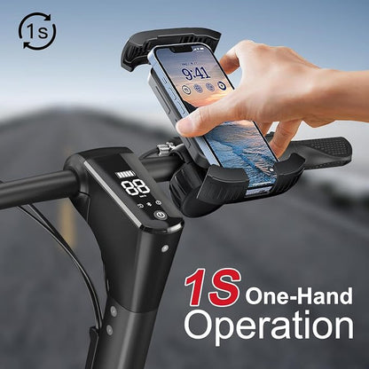 Bike Phone Holder, Motorcycle Mount,Motorcycle Phone Holder, Handlebar Cell Phone Clamp, Bicycle Scooter Phone Clip with Safe Lock, Bicycle Accessories, More 4.6" to 6.8" Smartphones