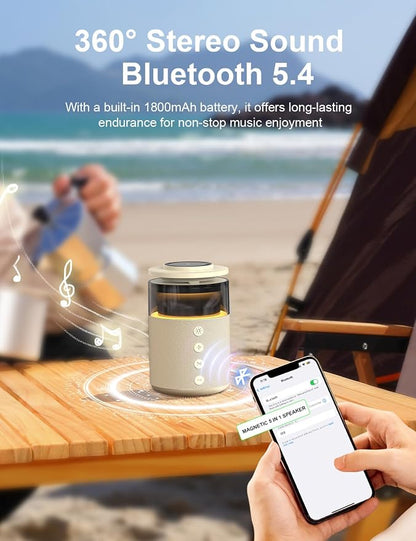 5-in-1 Bluetooth Speaker with Wireless Charging Station,Magnetic Charger with Night Light,Charger Stand with 33W Adapter Compatible with iWatch iPhone 17 16 15 14 13 12 Pro Max Wireless Earbuds
