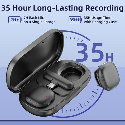 Wireless Lavalier Microphone for iPhone 17/16/15 - Ai Noise Cancelling Mini Microphone USB C Clip on Lapel Mic with Charging Case for Video Recording Vlogging Tiktok YouTube