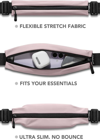 Fitgriff® Running Belt V2 for Men & Women - Slim Fanny Pack, Phone Holder for Jogging, (Fits All Cell Phones) - Money Belt, Runners Waist Pouch (Blush Pink, One Size (Waist 24.4 – 43.3 inches))