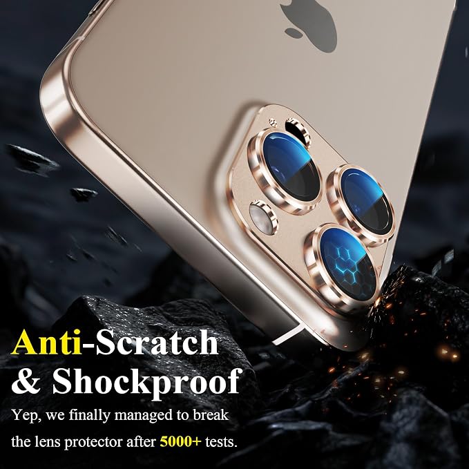 YWXTW for iPhone 16 Pro/iPhone 16 Pro Max Camera Lens Protector, [1:1 Perfect Fit] Matte Metal Anti Scratch Tempered Glass Camera Screen Protector Accessories, Case Friendly (Desert Titanium)