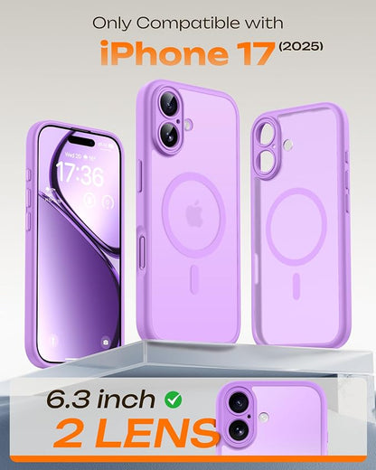 TOCOL for Phone 17 Case, Compatible with Magsafe Charger, Full Camera Protection, Drop Protection, Translucent Matte Phone Case for Phone 17 6.3 inch (Light Purple)