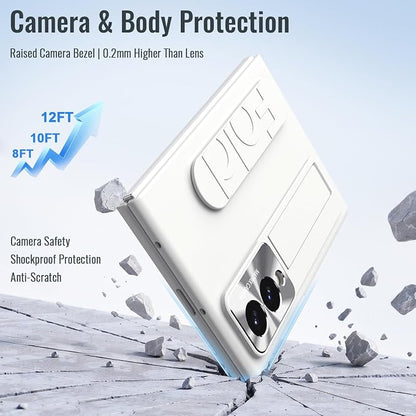 for Samsung Galaxy Z Fold 8 Case with Wristband Stand, Built-in Screen & Lens Protection Shockproof Full Body Drop Fall Protection.(White)