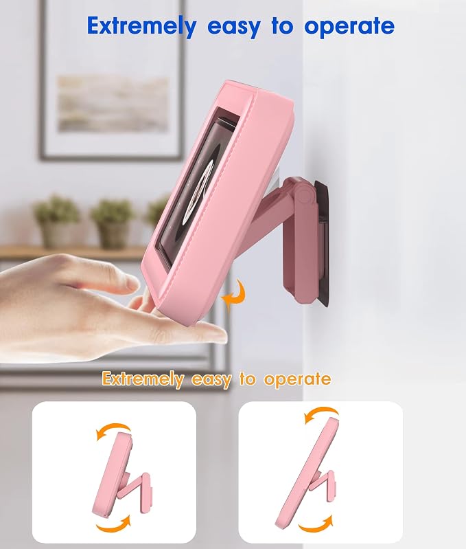 Mistriddle Waterproof Shower Phone Holder with 360° Rotation, Angle Adjustable, Enhanced Sound Quality, Wall Mounted Phone Holder for Bathroom Mirror Bathtub Kitchen, Up to 7 Inch(Pink)