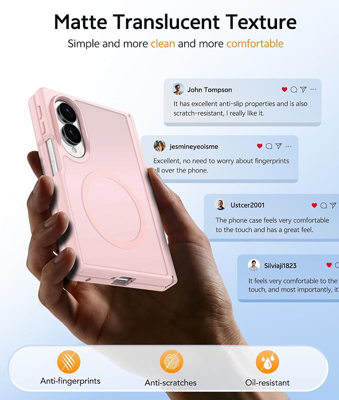 FNTCASE for Samsung Galaxy Z Fold 8 Case, Fit for Magsafe, Hinge Protection | Screen Protector, Translucent Matte Magnetic Back, 18FT Military Grade Drop Proof, Protective Phone Cover, Light Pink