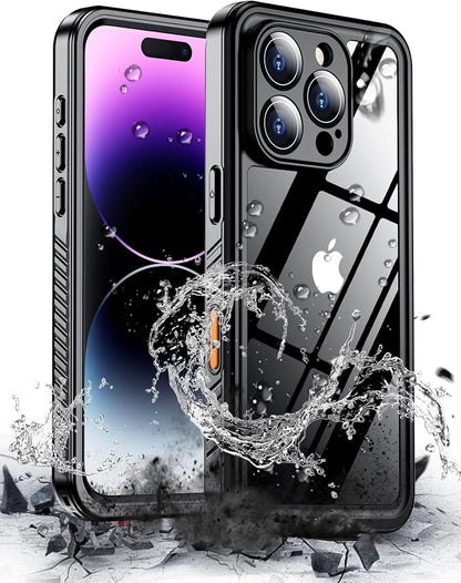 Hualele for iPhone 16 Pro Case Waterproof, [12FT Military-Grade Drop Protection] [IP68 Water Resistance] Full Body Heavy Duty Rugged 360 Protective iPhone 16 Pro Case 6.3 Inch Black