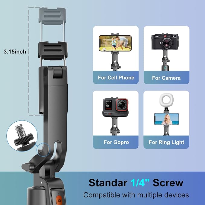 70" Auto Face Tracking Phone Tripod 360 Rotation,No App Required，Phone Tripod for w/Fill Light and Remote Control, Smart Shooting Stand for Vlog/TIK Tok Live Streaming YouTube Video Record
