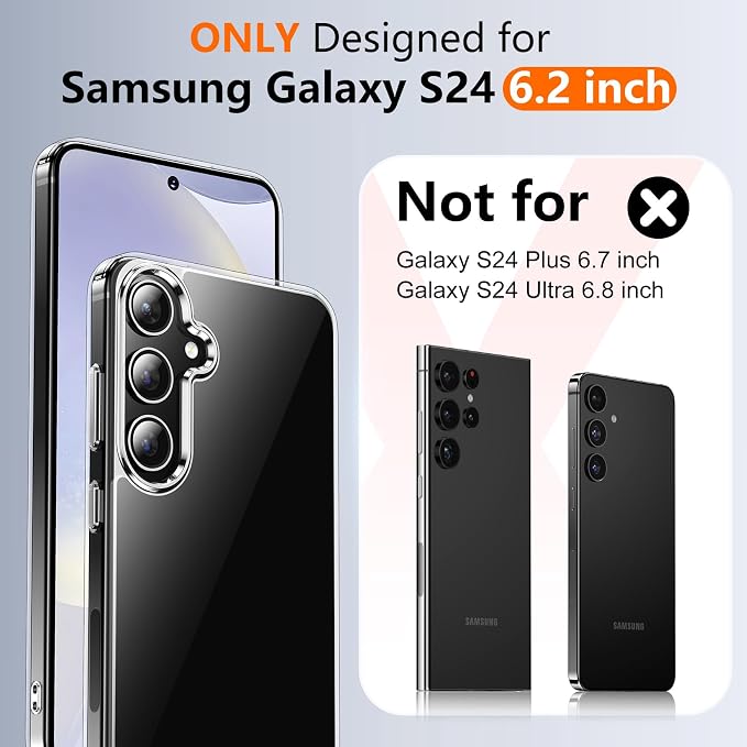 Temdan Designed for Samsung Galaxy S24 Case,[Built in Hidden Kickstand][Military Grade Drop Protection] [Never Yellowing] Slim Thin Phone Case for Galaxy S24 Case 6.2 Inch - Crystal Clear