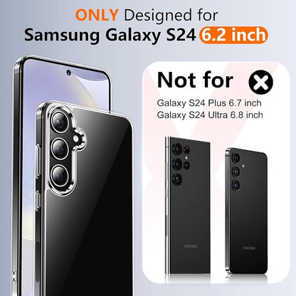 Temdan Designed for Samsung Galaxy S24 Case,[Built in Hidden Kickstand][Military Grade Drop Protection] [Never Yellowing] Slim Thin Phone Case for Galaxy S24 Case 6.2 Inch - Crystal Clear