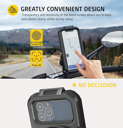 iMESTOU IP66 Waterproof Bike Phone Holder with 1" Ball Head Suitable for RAM B Size Components/ 1" Double Socket Arms, Fits for 3.5"-6.1" Cellphones with Max. Thickness 0.43" (Size S)