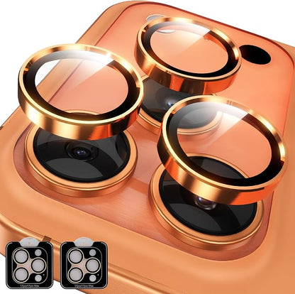 YWXTW Camera Lens Protector for iPhone 17 Pro/iPhone 17 Pro Max, [1 Step Installation Tray] Tempered Glass Screen Protector Metal Individual Camera Cover Accessories Case Friendly (Cosmic Orange-2Pack)