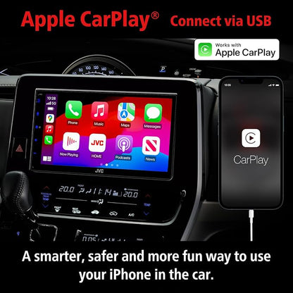 JVC KW-M595BT Digital Car Stereo (50W x 6-Ch), Apple CarPlay & Android Auto Compatible, Bluetooth-Enabled Head Unit with 6.8" LCD Display, Single DIN Touchscreen Car Stereo with USB Mirroring