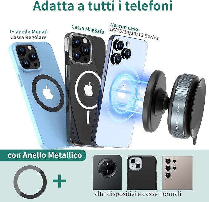 HomeMount Vacuum Magnetic Phone Holder Stand for Magsafe, 2025 Upgraded Suction Cup Phone Mount, 360° Adjustable Magnetic Phone Holder for iPhone 16/15/14/13/12, Gyms/Mirrors/Smooth Surface