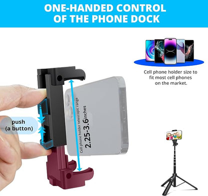 BZE 62 inches Extendable Selfie Stick Tripod with Wireless Remote & Phone Holder, Portable Aluminum Alloy 3 in 1 Stand for Group Photos, Vlogging & Travel Compatible with All Smartphones