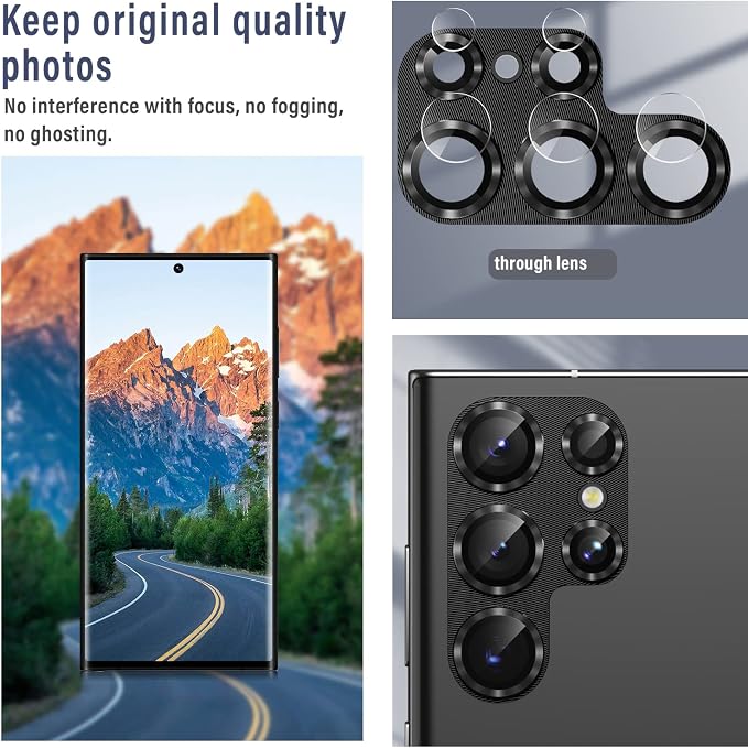 Korecase for Samsung Galaxy S23 Ultra Camera Lens Protector Tempered Glass Lens Film, 3D 9H Hardness Aluminum Metal Camera Cover,Strong Stickiness Case Friendly,Purple