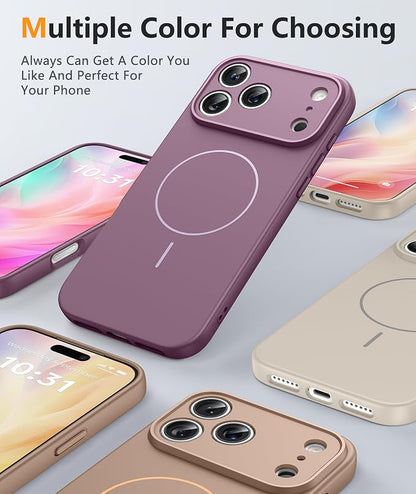 FNTCASE for iPhone 17 Pro Max Case: [Compatible with Magsafe] Integrated Silicone Phone Cases with [Full Camera Protection] [Screen Protector] Military Grade Shockproof Protective Cover - Full Purple
