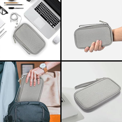 CAAORDKSO Cord Organizer Travel Cable Organizer Bag Tech Electronic Organizer Travel Case, Waterproof Electronic Accessories Pouch Bag for Cable, Cord, Charger, Phone, Power Bank, Earphone(Light Grey)