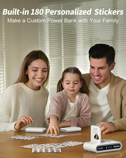 GOODaaa Portable Charger, 3-Pack 10000mAh Slim Power Bank Built in Cables, 3 Outputs 1 Inputs for All Mobile Devices, Charging Station Set Includes 180 DlY Stickers, for Home,Office,Restaurants,Travel