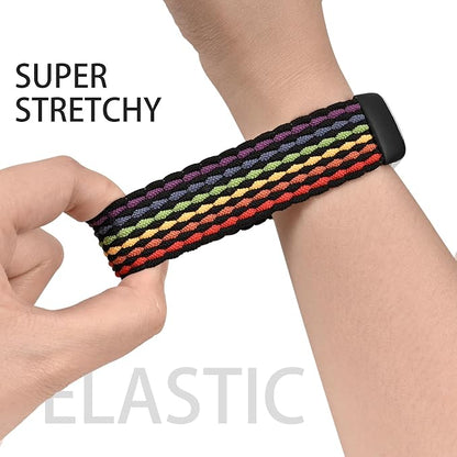 Braided Solo Loop Bands Compatible with Fitbit Charge 6/Charge 5, 3 Pack Adjustable Stretchy Wristbands Soft Woven Nylon Replacement for Fitbit Charge 5/Charge 6 Tracker Smart Watch for Women Men
