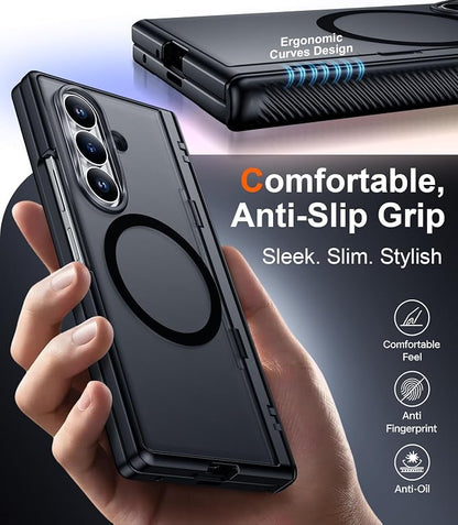 SPIDERCASE Magnetic for Samsung Galaxy Z Fold 8 Ultra Case, Built-in [Screen Protector] [Stable Kickstand] [Hinge Protection] Military Grade Protective Cover, Black