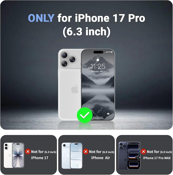jaroco Magnetic for iPhone 17 Pro Case, [Compatible with MagSafe][Military Grade Drop Protection][Heavy Duty Protection][Non-Slip][Shockproof] 2-Layer Durable Bumper Phone Casee 6.3''-Gray