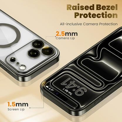 GolbinBox for iPhone 17 Pro Case with 360° Spin Magnetic Stand,[Compatible with Magsafe] [Military Protection][Built-in Ring Holder] Camera Control Phone Case for 17 Pro,Titanium Gray/Clear