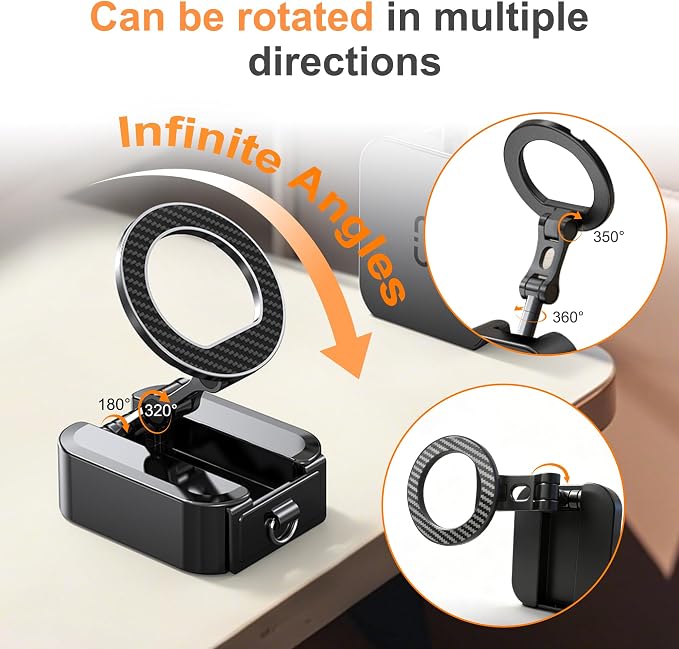 Alloy Magnetic Golf Cart Phone Holder for MagSafe iPhone,Unique Golf Gifts for Men Golfers Dad Father Husband,360° Foldable Rotation Phone Mount Portable Golf Accessories Mini Gym Phone Holder