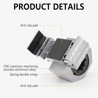 Bike Phone Holder, Motorcycle Phone Mount, Aluminum Alloy Bicycle Handlebar Cell Phone Stand, 360°Rotate Ebike Scooter Phone Clamp Clip, Suitable for 4.5-7.0" Smartphones (Silver)