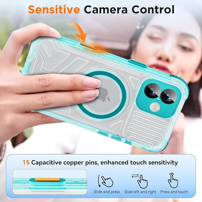 WIFORT for iPhone 16 Waterproof Case, [IP68 Underwater] [Blue Light Filter Lens] [15FT Military Shockproof], Fit for Magsafe Full Body Magnetic Frosted Phone Case with Lanyard, 6.1" Teal