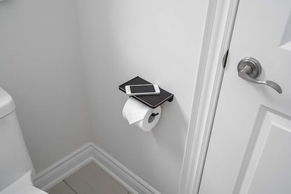 Linkaa Bronze Toilet Paper Holder with Shelf Oil Rub Bronze,Wall Mount Toilet Tissue Roll Holder Dispenser with Phone Shelf Storage for Bathroom Kitchen Washroom Wall丨Heavy Duty Zinc Alloy