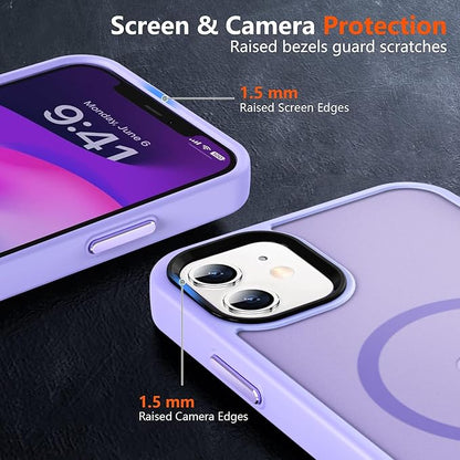 MOCCA Strong Magnetic for iPhone 12 Case/iPhone 12 Pro Case, [Compatible with Magsafe][Mil-Grade Drop Protection] Slim Shockproof Translucent Protective Phone Case for iPhone 12/12 Pro, Light Purple