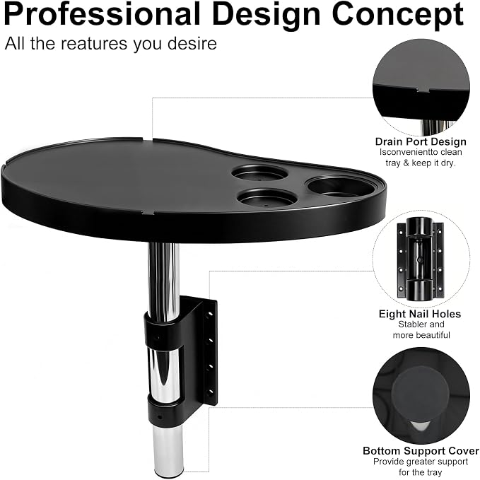 Hot Tub Tray Table with Cup Holders & Phone Holder, 360° Rotating Spa Side Table, Adjustable Hot Tub Side Table for Drinks, Snacks & Accessories, Waterproof Spa Tray