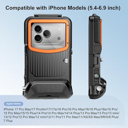 Beasyjoy Waterproof Phone Case for Snorkeling, [50ft/15m] Underwater Diving Case for iPhone 17/16/15/14/13/12/11 Pro Max Plus, Professional Scuba Photo Video Cover for Beach Vacation Water Sport Black